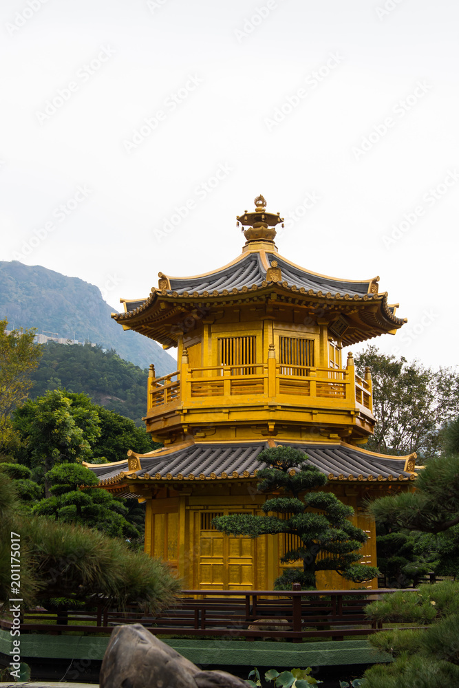golden pavilion inside Nan Lian Garden, Hongkong golden pavilion inside Nan Lian Garden, Hongkong