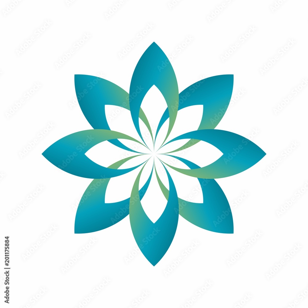 Unique flower gradient logo design in color gradations Unique flower gradient logo design in color gradations