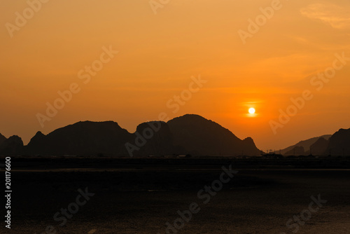 Sunset at Public attractions Khao Daeng Viewpoint in Khao Sam Roi Yot National Park Prachuap Khiri Khan  Thailand.