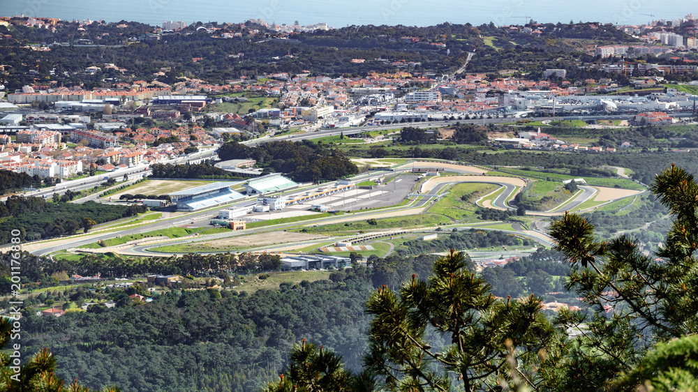 Estoril F1 racing circuit aerial view