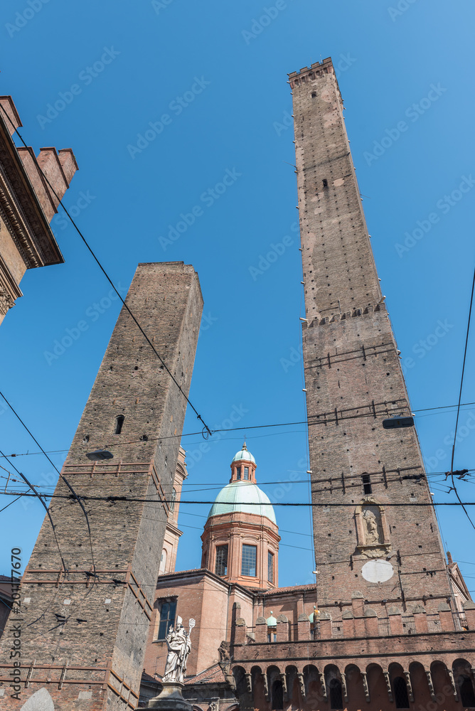 The towers of the Asinelli and Garisenda in Bologna Italy