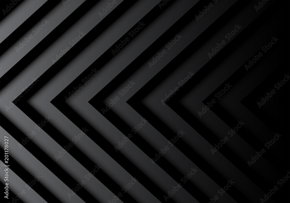 Obraz premium Abstract black gray arrows pattern in shadow background vector illustration.