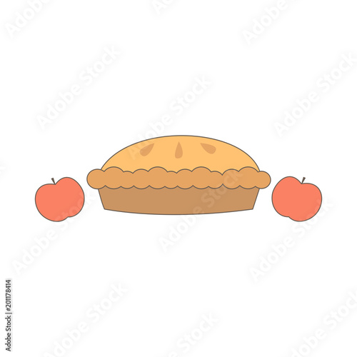cute cartoon vector apple pie isolated on white background