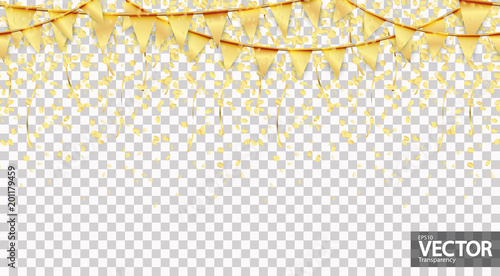 seamless garland and confetti background with vector transparency