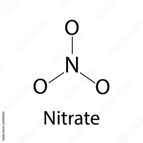 The chemical formula of nitrate. Infographics. Vector illustration on isolated background.