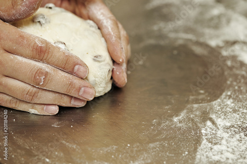 Kneading bread dough 