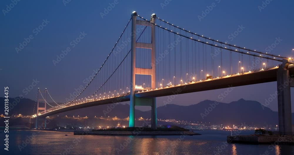 Hong Kong suspension Tsing ma bridge at night Hong Kong suspension Tsing ma bridge at night