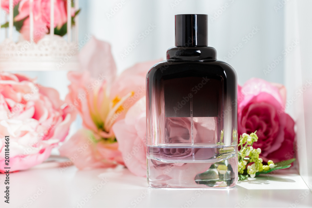 Perfume bottles with flowers Perfume bottles with flowers