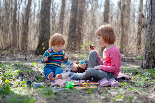 Children's rest on a forest glade