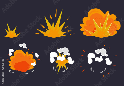 Cartoon explosion effect with smoke. Vector illustration EPS10
