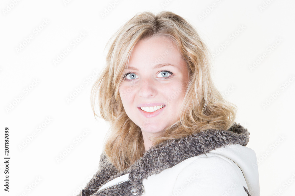Beautiful sexy blond model wearing a winter coat Beautiful sexy blond model wearing a winter coat