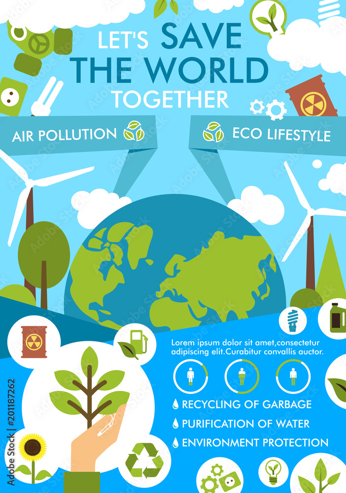 Fototapeta premium Environment and ecology protection flat banner