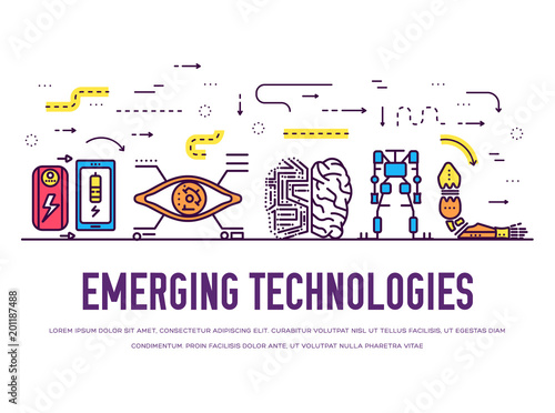 Technology thin line icons set. Automation artificial intelligence tech vector pack