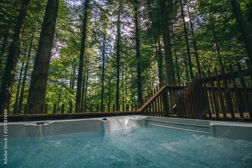 Hot tub in forest