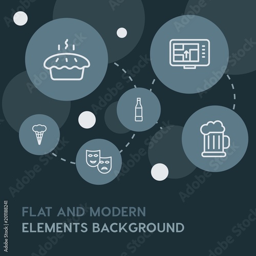 food, drinks, travel outline vector icons and elements background with circle bubbles networks...Multipurpose use on websites, presentations, brochures and more
