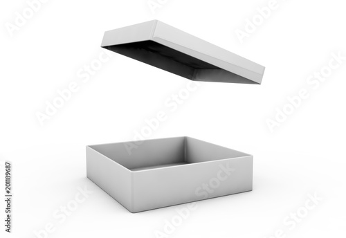 Принти на полотні white 3d rendering blank open rectangular box with box separate lid, isolated gr
