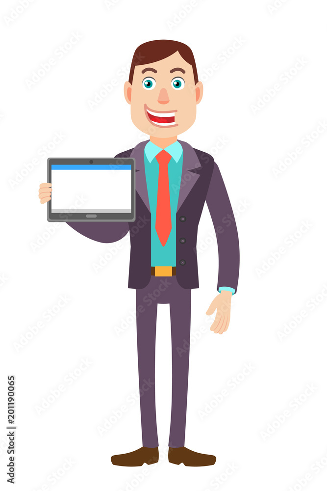 Businessman holding tablet PC