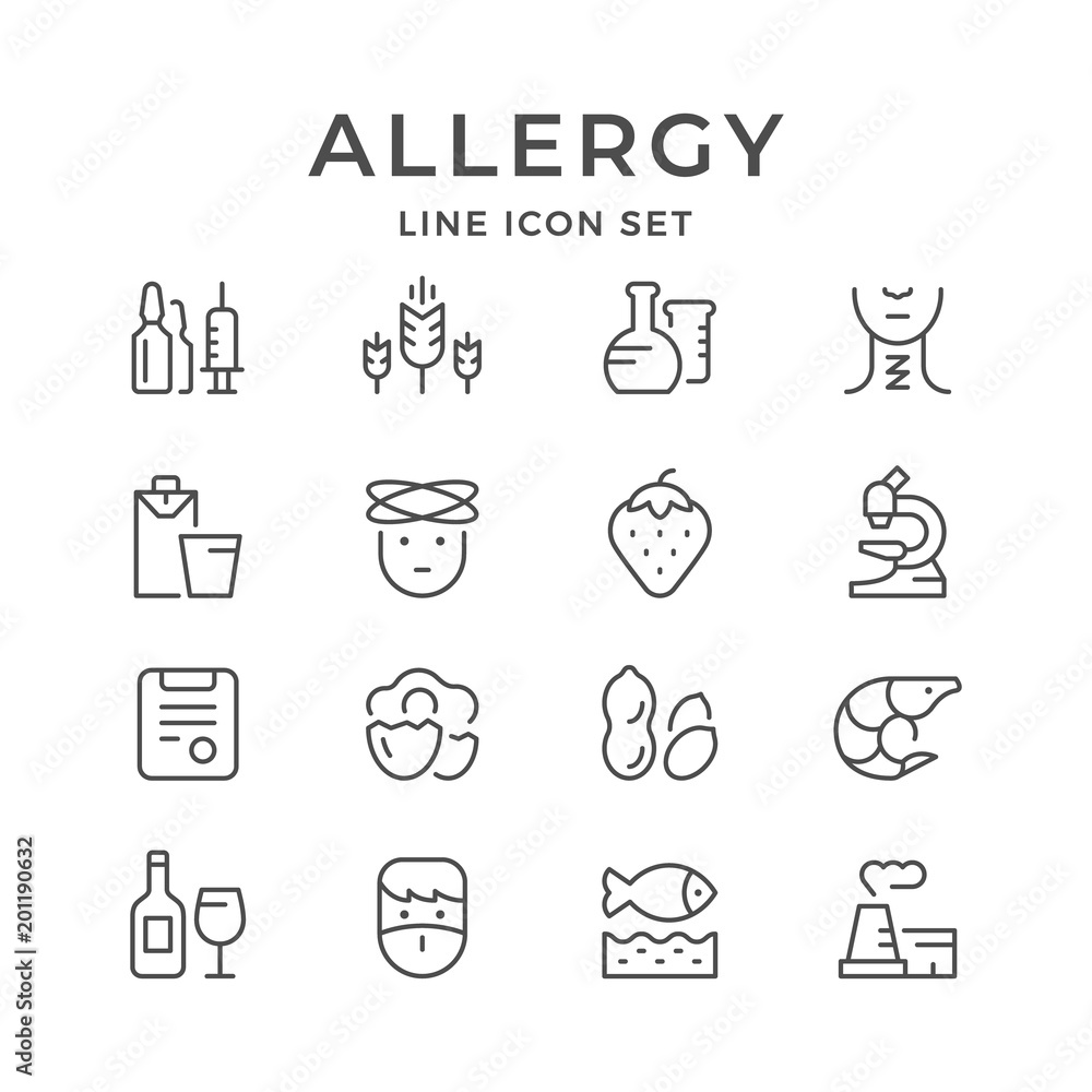 Set line icons of allergy Set line icons of allergy