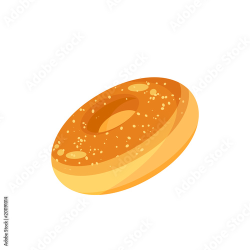 Breakfast, delicious start to the day. Donut, bagel, fresh bakery. Vector illustration cartoon flat icon isolated on white.