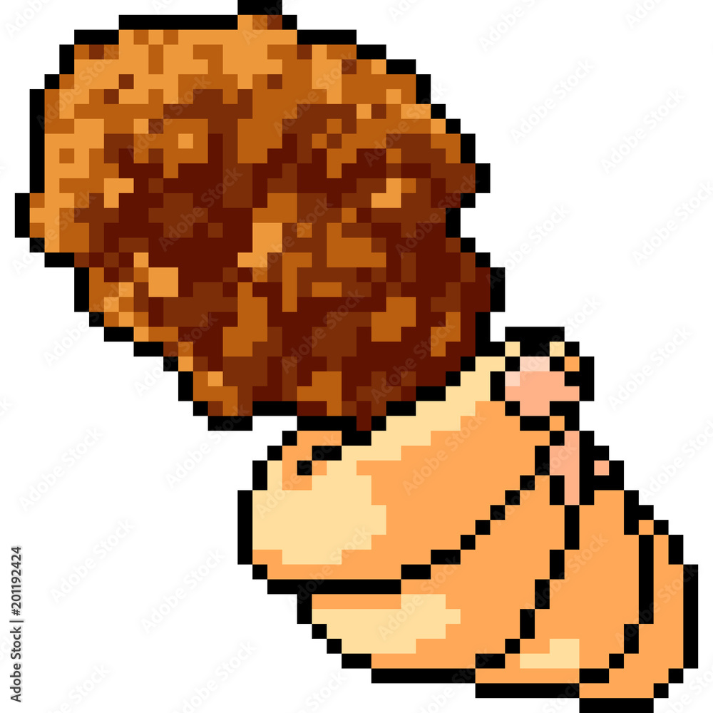 Fototapeta premium vector pixel art hand hold chicken