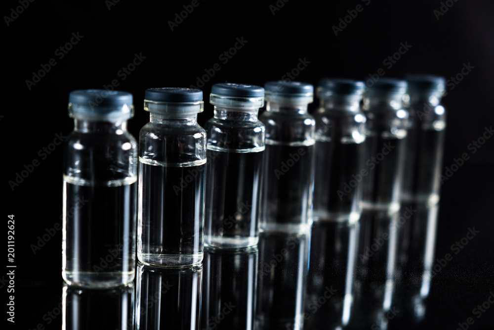 Vaccines and syringes with a copy of space Vaccines and syringes with a copy of space