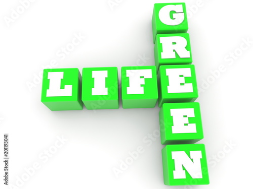Life green concept on green cubes 