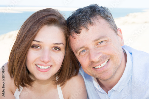 beauty love couple on summer beach make a selfie during holidays © OceanProd