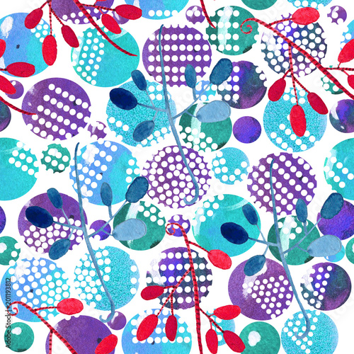 Fototapeta Naklejka Na Ścianę i Meble -  Abstract beautiful artistic tender bright colorful circles different shapes pattern watercolor hand sketch