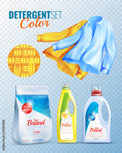 Detergents Clothes Transparent Icon Set