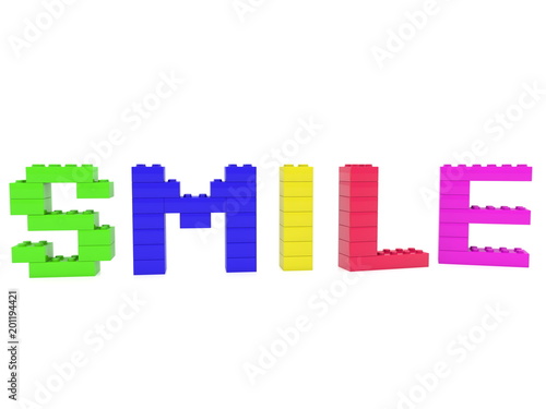 Smile concept build from colorful toy bricks