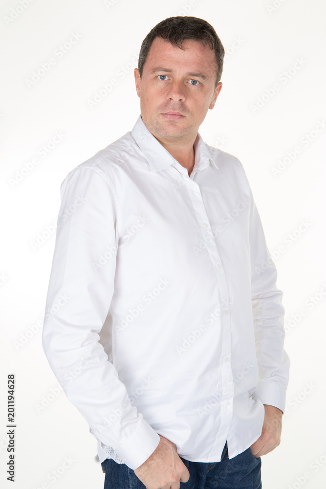 expression portrait business man in white shirt looking expression portrait business man in white shirt looking