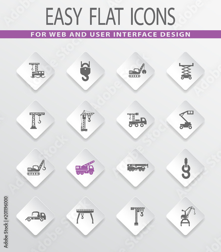 Crane and lifing machines icon set