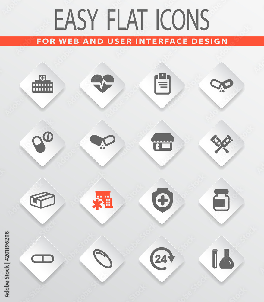 Drug store icons set Drug store icons set