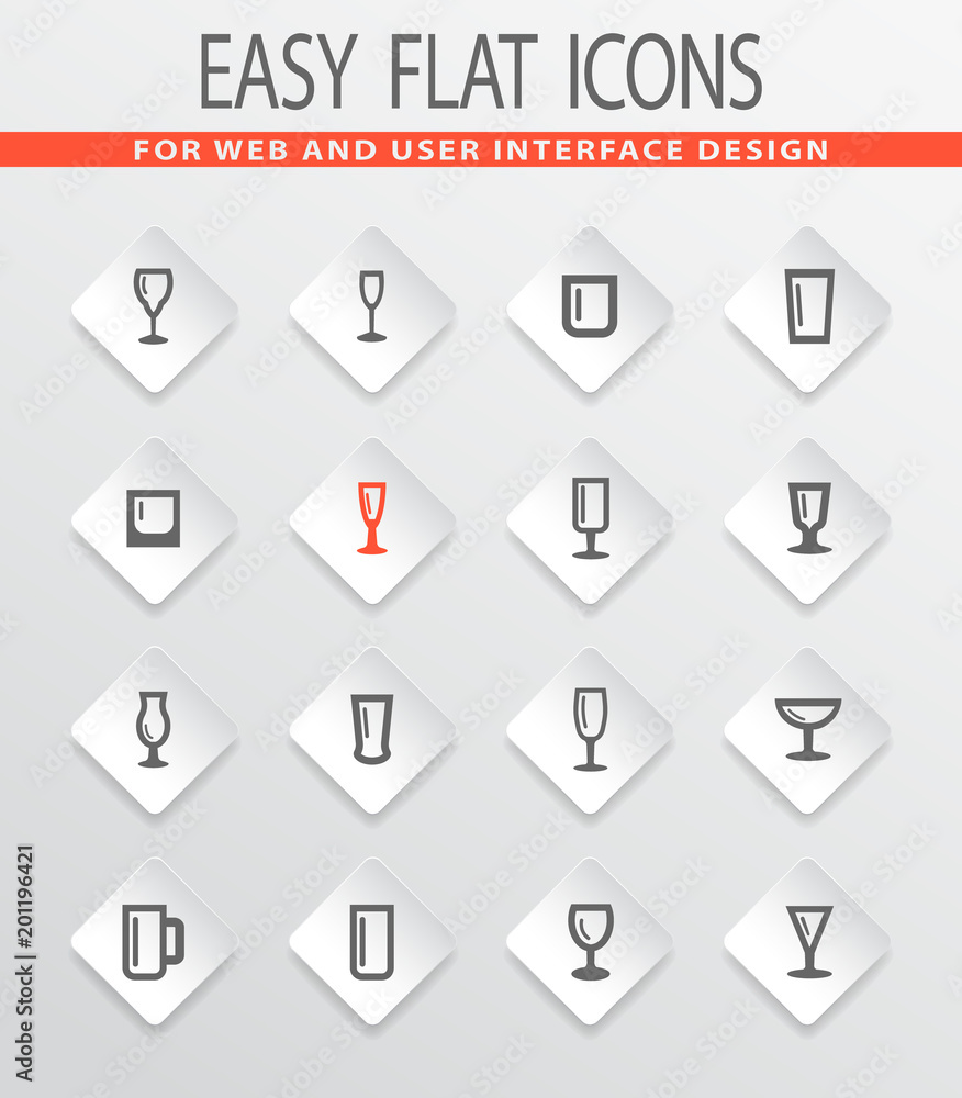 Glasses and cups icons set Glasses and cups icons set
