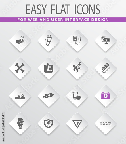 High voltage icons set