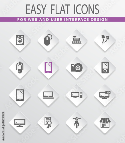 Supermarket electronic icons set