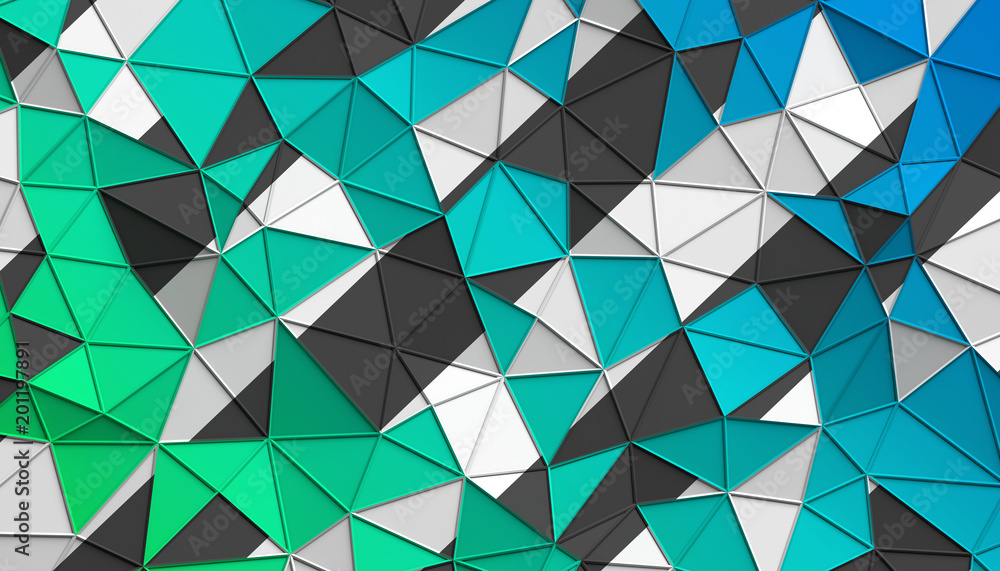 Abstrakcjonistyczny 3d rendering triangulated powierzchnia. Nowoczesne tło. Futurystyczny kształt wielokąta. Low poly minimalistyczny design na plakat, okładkę, branding, baner, afisz.