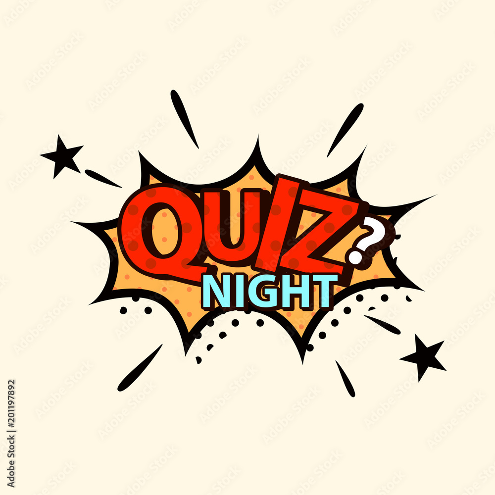 Plakat Quiz night in comic style. Quiz brainy game vector design.