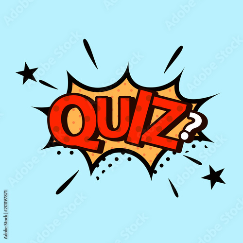 Quiz in comic style. Quiz brainy game vector design.