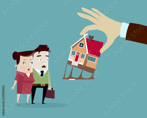 Hand takes the house from the family