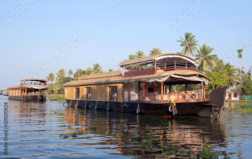 Houseboat on backwaters in Kerala, South India