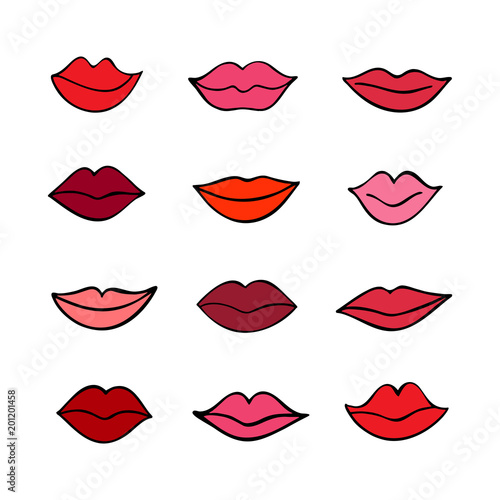 Collection of colorful lips.