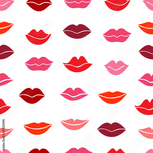 Seamless pattern with colorful lips. 