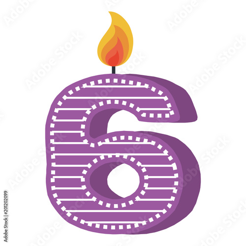 birthday candle with number six vector illustration design