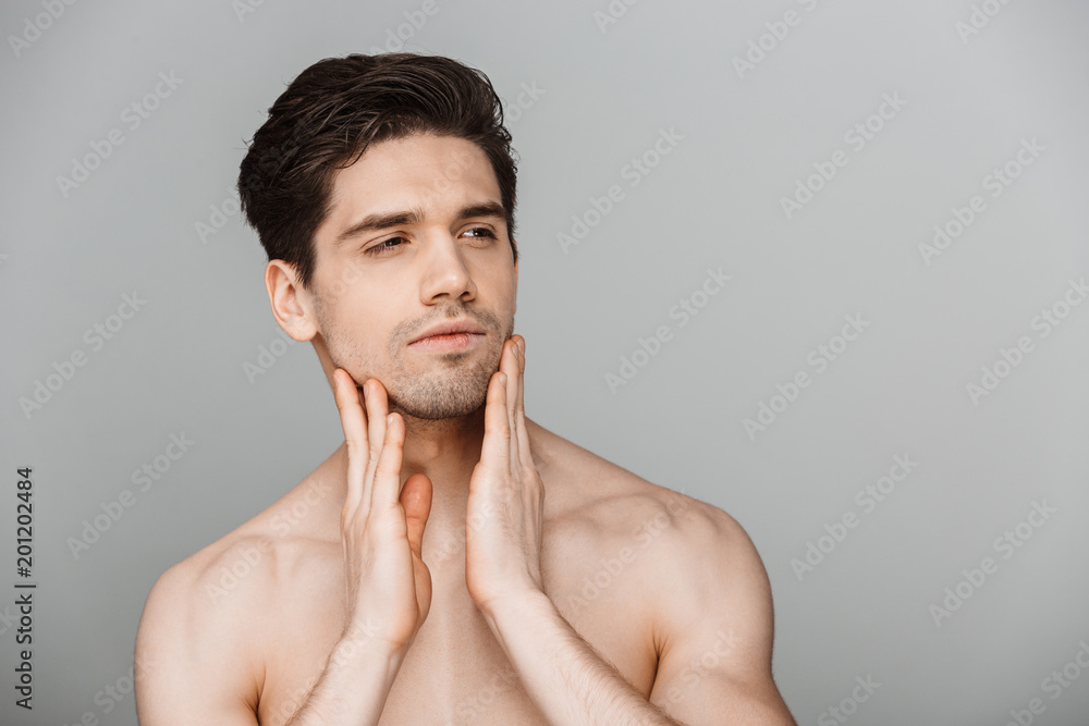 Beauty portrait of half naked handsome young man Beauty portrait of half naked handsome young man