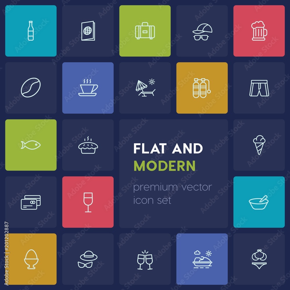 Modern Simple Set of food, drinks, travel Vector outline Icons. ..Contains such Icons as cake, sport, food, luggage, toast, wave, bag and more on dark background. Fully Editable. Pixel Perfect Modern Simple Set of food, drinks, travel Vector outline Icons. ..Contains such Icons as cake, sport, food, luggage, toast, wave, bag and more on dark background. Fully Editable. Pixel Perfect