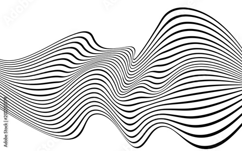 optical art wave abstract background black and white