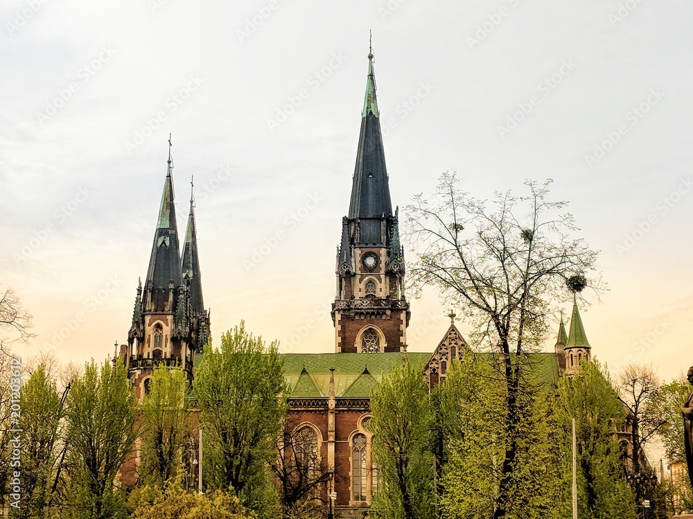 Neo-Gothic catholic cathedral 