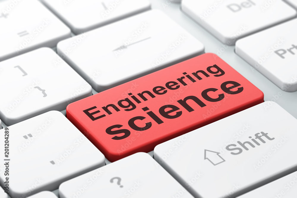 Science concept: computer keyboard with word Engineering Science, selected focus on enter button background, 3D rendering Science concept: computer keyboard with word Engineering Science, selected focus on enter button background, 3D rendering