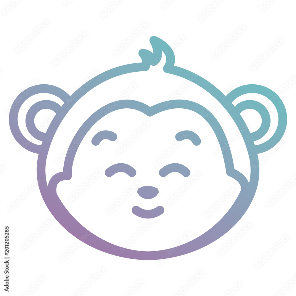 cute monkey head character vector illustration design